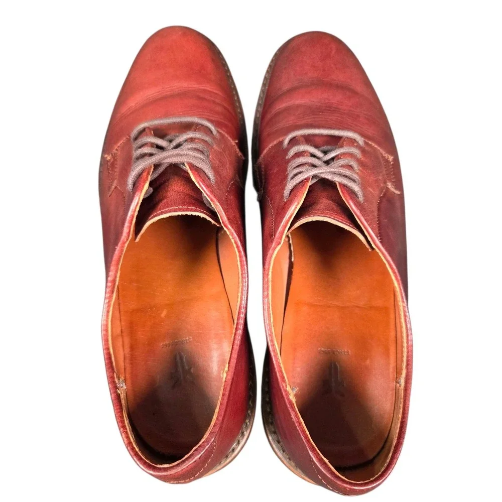 Vtg Frye Men's 9.5‎ D Brown Leather Lace Up Oxford Shoes Antiquated Brown Dress